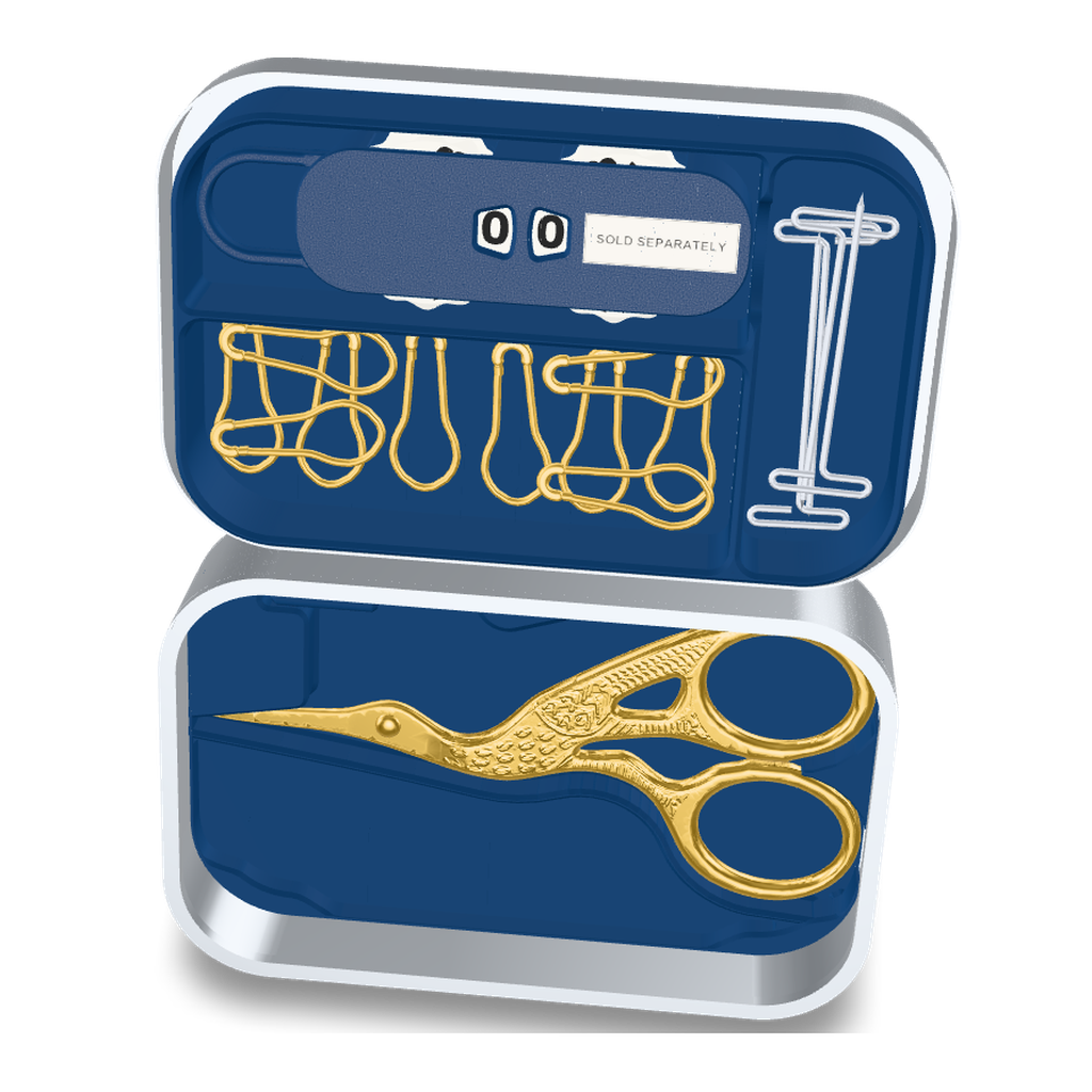 Notions in Motion in Dark Blue, tin open, counter sold separately