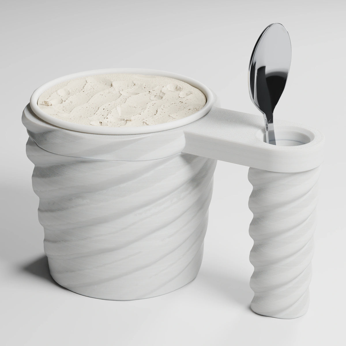 Ice cream pint holder: Vanilla Swirl top, Vanilla Swirl sleeve, Vanilla Swirl handle