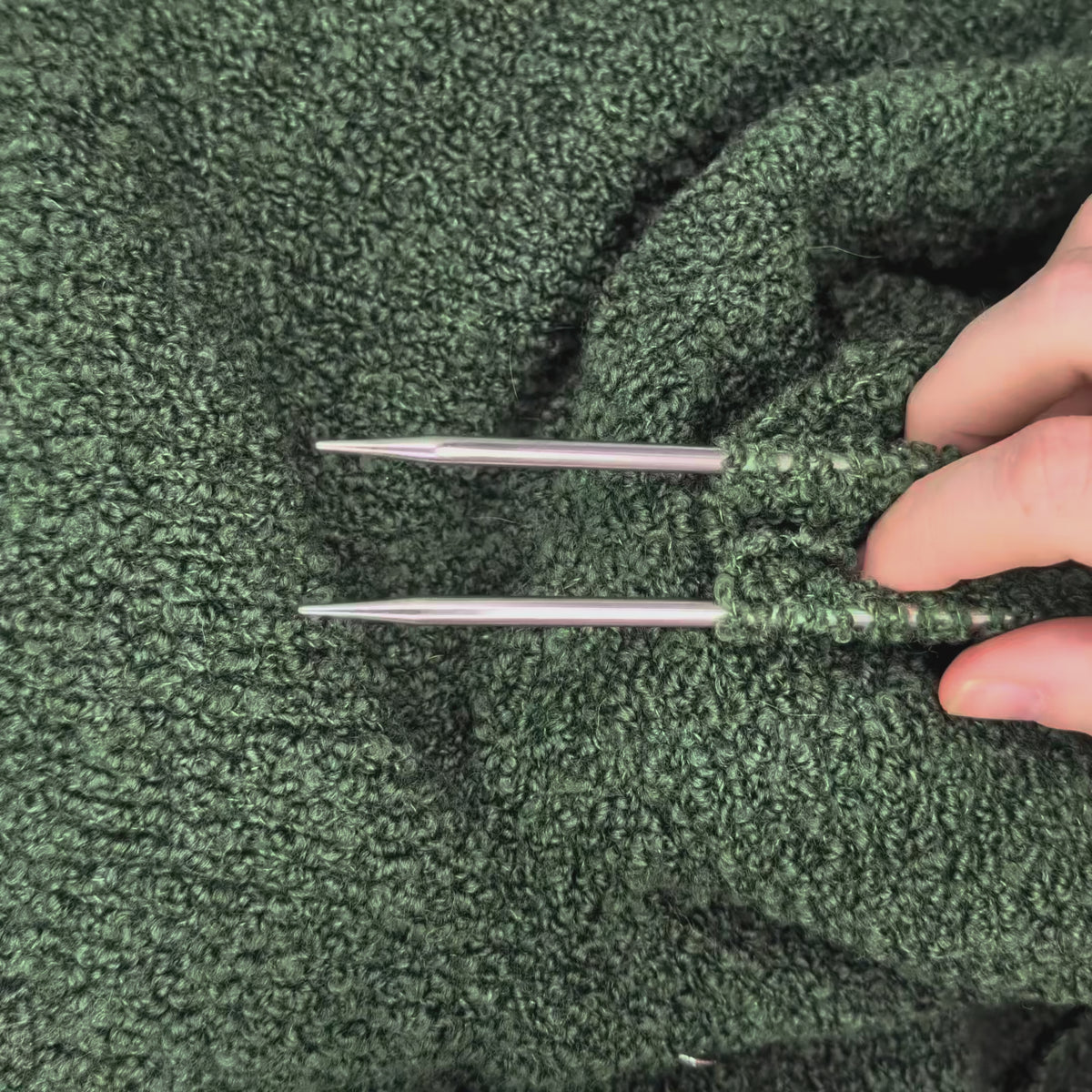 Needle Keepers in Sakura Pink, capping both needle tips and snapping together